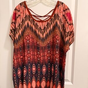 Multi-colored short sleeve top. Size XXL